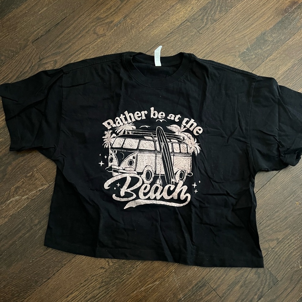 Black Graphic Tee - Beach Theme